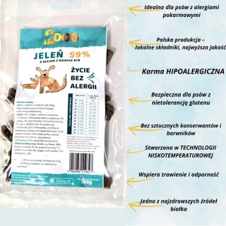 SUCHA KARMA DLA PSA 2Dog JELEŃ 100g ZIMNOTŁOCZONA HIPOALERGICZNA BEZ GLUTEN