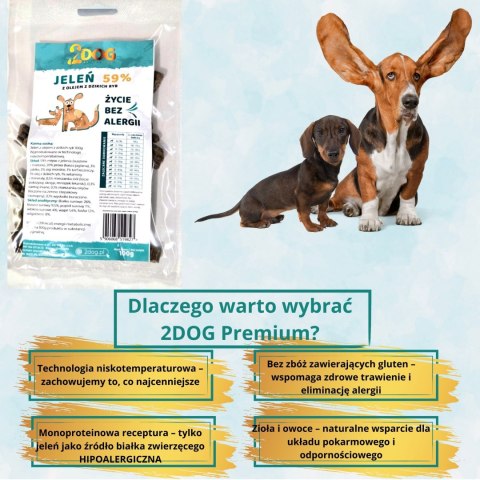 SUCHA KARMA DLA PSA 2Dog JELEŃ 100g ZIMNOTŁOCZONA HIPOALERGICZNA BEZ GLUTEN