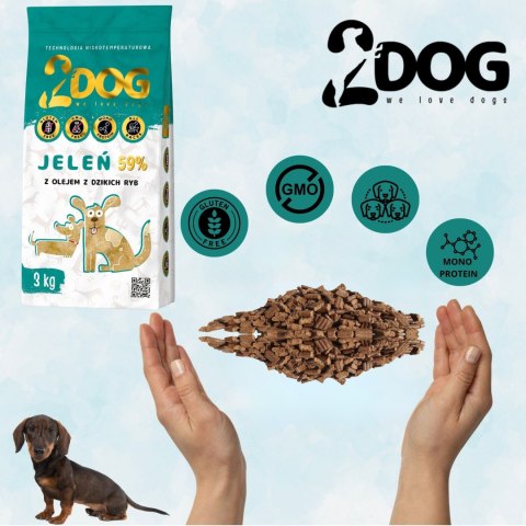 SUCHA KARMA DLA PSA 2Dog JELEŃ 3kg ZIMNOTŁOCZONA HIPOALERGICZNA BEZ GLUTENU