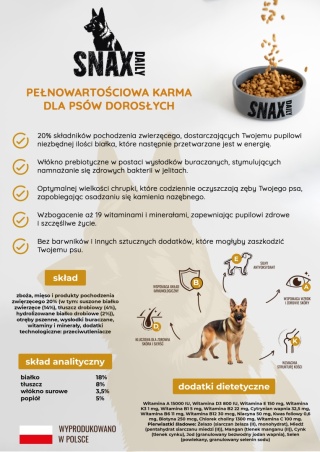 Snax Daily karma dla psa z witaminami 15 kg