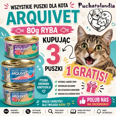 ARQUIVET puszka dla kota kurczak w sosie ze szprotką 80g