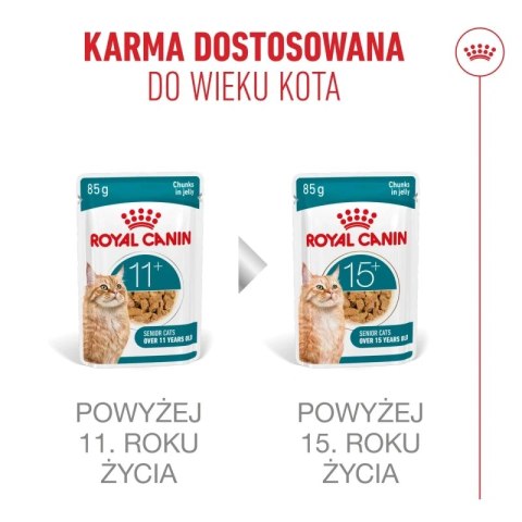 Royal Canin Senior Ageing 11+ — mokra karma w galaretce dla kotów starszych, 12 x 85 g