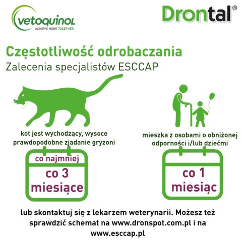 VETOQUINOL Dronspot krople odrobaczające spot-on dla dużych kotów 5-8 kg (2 x 1,12 ml)