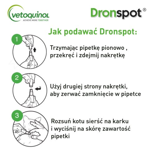 VETOQUINOL Dronspot krople odrobaczające spot-on dla średnich kotów 2,5-5 kg (2 x 0,7 ml)