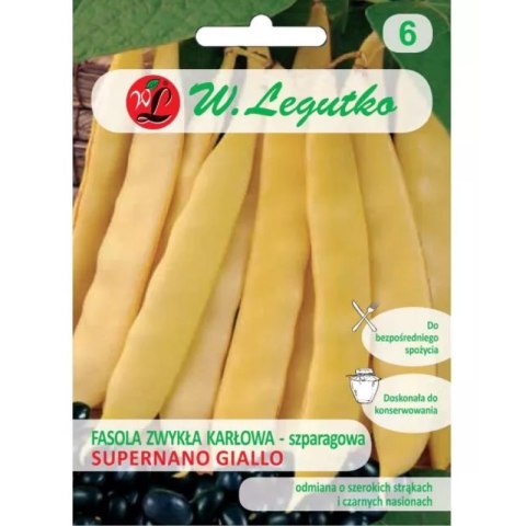 Fasola szparagowa karłowa 'Supernano Giallo' - żółtostrąkowa, strąki typu wstęga, średnio wczesna