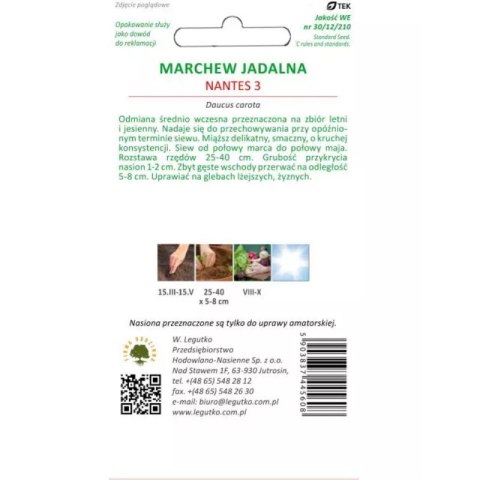 Marchew jadalna 'Nantes 3' (Nantejska) - odmiana średnio wczesna