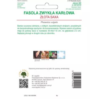 Fasola szparagowa karłowa 'Złota Saxa' - żółtostrąkowa, wczesna