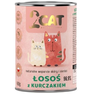 KARMA MOKRA DLA KOTA 2Cat Łosoś Kurczak 98,9% MIĘSA PREMIUM 400g BEZ ZBÓŻ