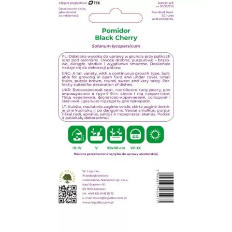 Pomidor gruntowy wysoki 'Black Cherry' - owoce cherry, purpurowo-brązowe