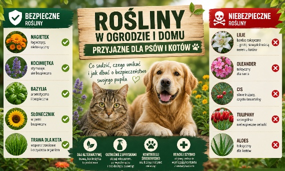 🌿 Rośliny bezpieczne i trujące dla psów i kotów – ogród przyjazny zwierzętom